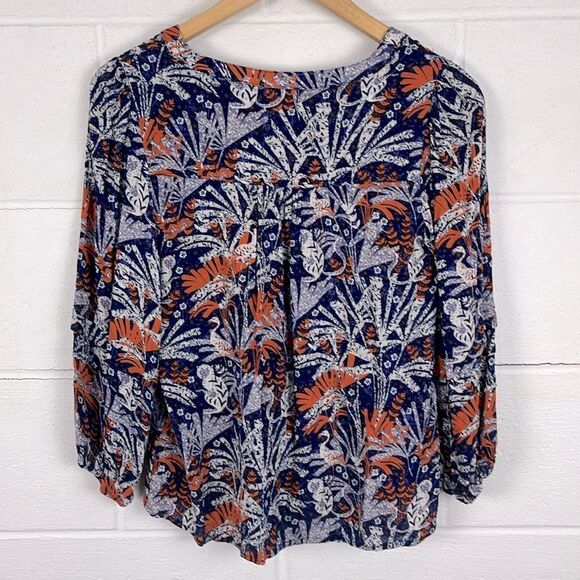 Anthropologie Maeve Cathy pleated v-neck jungle bird print blouse - Picture 7 of 7